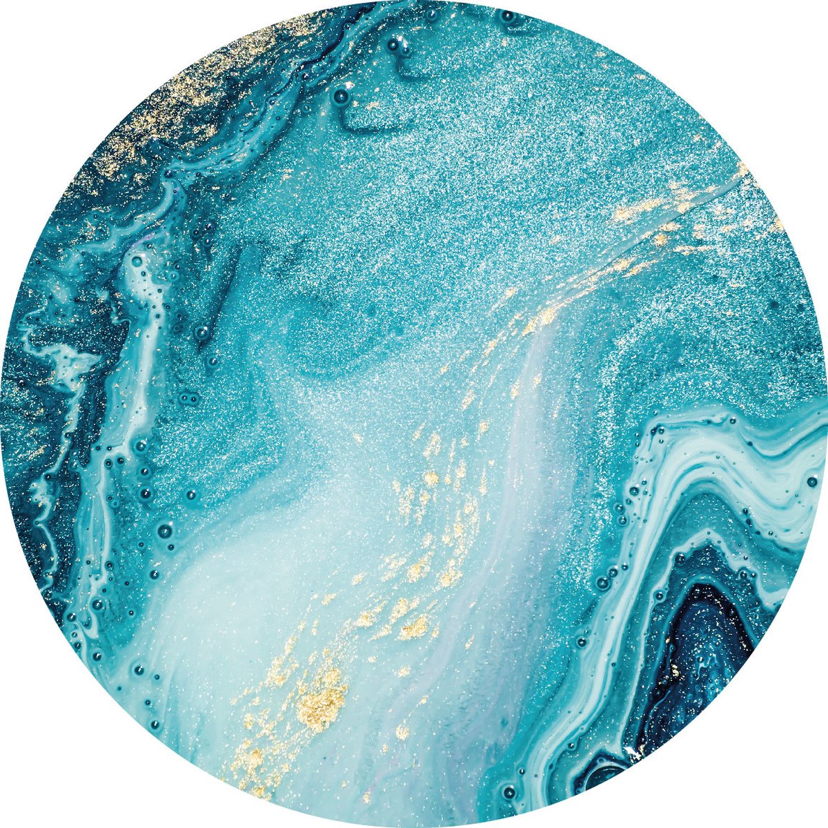 Vloerkleed vinyl rond | Blue lagoon | 180 Rond