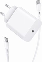 Krachtige USB-C Snellader + 1 Meter USB C Oplaadkabel - Super Fast Charger - Voor o.a 15 Pro Max, Air, Pro 13 inch, S24, S23, S22