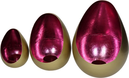 Waxine lichtjeshouders -set 3 -roze /goud -metaal -nieuw