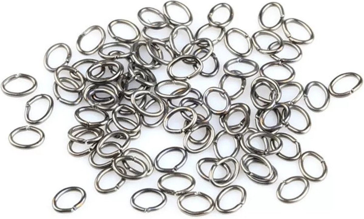 250 Stuks - Jump Rings - Oogjes - Zwart - 6 mm - RVS - Sieraden Sluiting