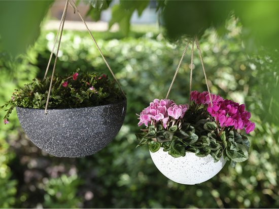 Pot de fleur/pot à plantes à suspendre plastique recyclé/poudre de pierre  noir dia 25