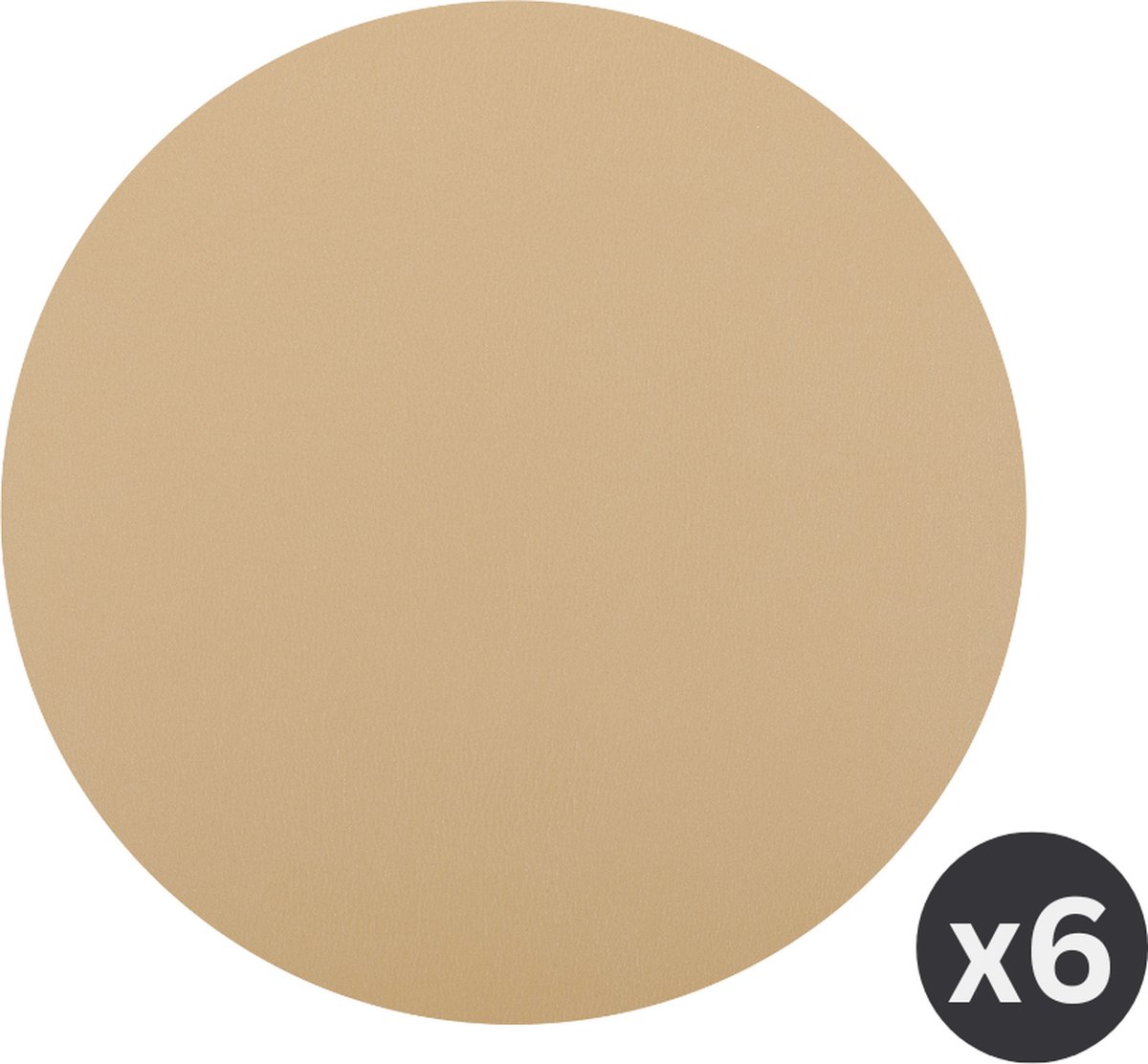 ZICZAC - Placemat TOGO - SET/6 - Rond - Dubbelzijdig - Kunstleer - Dia 38 cm, zand