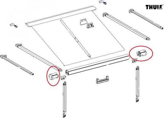 Thule 9200 eindkappen links en rechts white