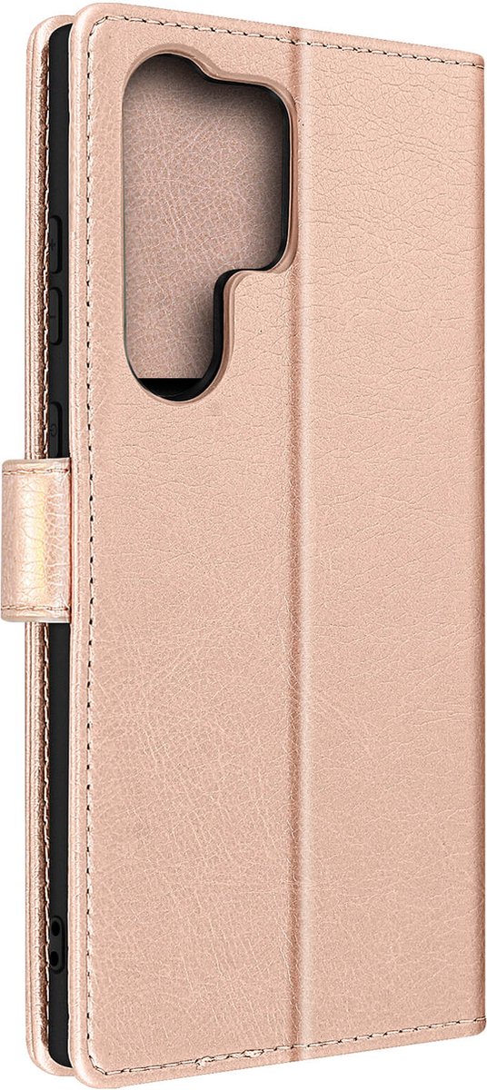 Hoes Geschikt voor Samsung Galaxy S23 Ultra Portemonnee en Videohouder roze