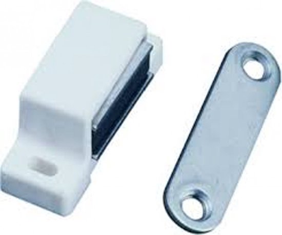 Magneetsnapper Wit - 4kg - Kunststof - 47x16mm - Kunststof tegenplaat Magneetsnapper Wit - 4kg - Kunststof - 47x16mm - Kunststof tegenplaat