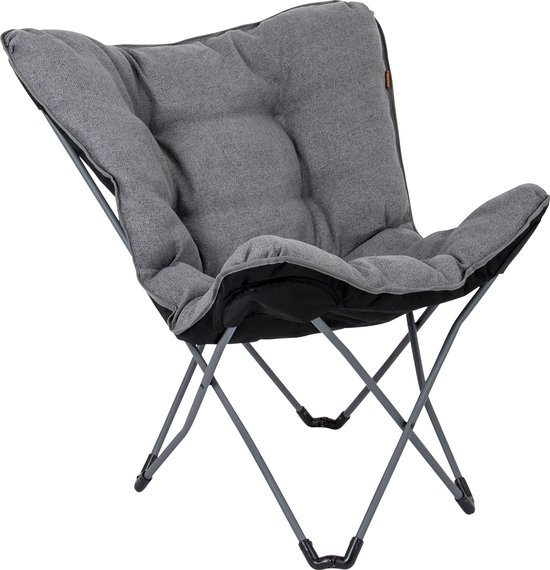 Tabouret Pliable Bo-Camp – Gris – Cadre Aluminium Et Assise Polyester 600D – Hauteur 45 Cm – Charge 80 Kg