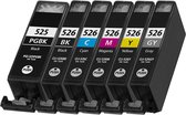 CLI-526 Zwart + Grijs + Alle kleuren Huismerk Inkt Cartridges | Compatible met Canon PGI-525 + CLI-526 multipack | Geschikt voor Canon MG 5350, MG 6100, MG 6150, MG 6250, MG 8150, MG 8250, MX 890 Series