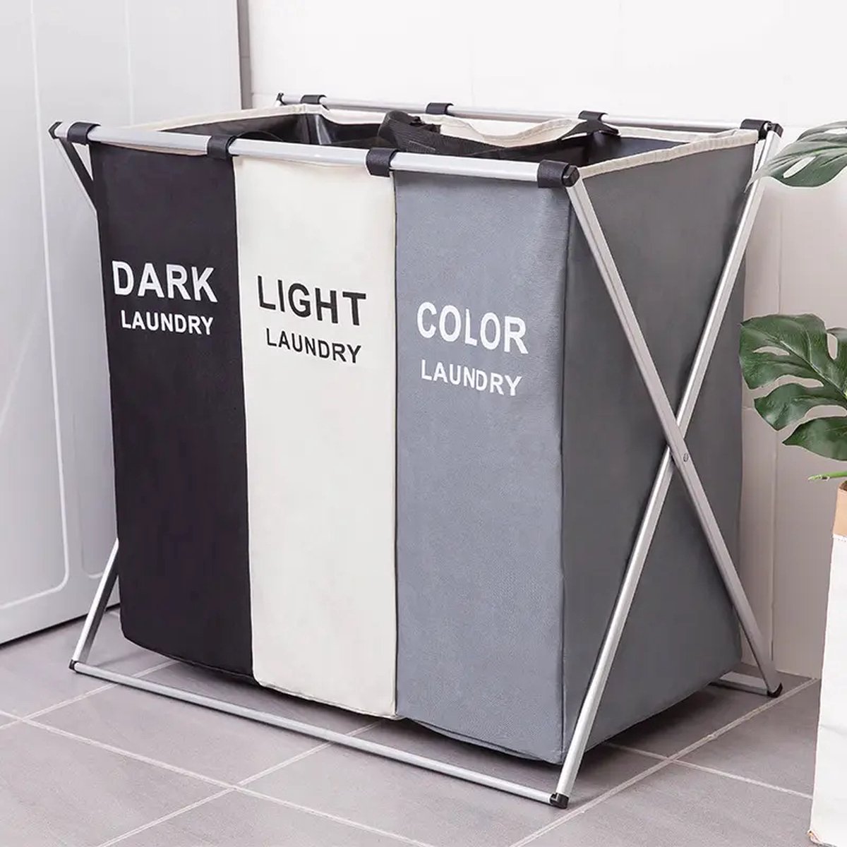 Oxford stof opvouwbaar duurzaam 3 delen wasmand mand opvouwbaar vuile kleding tas Laundry Hamper Sorter Waterproof