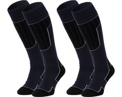 NOMAD® Skisokken Essential 2-Pack | 43/46 Donkerblauw | Warme sokken Dames / Heren | Lange Huissokken / Wandelen / Sporten | Knie Kousen | Goede vochtafvoer