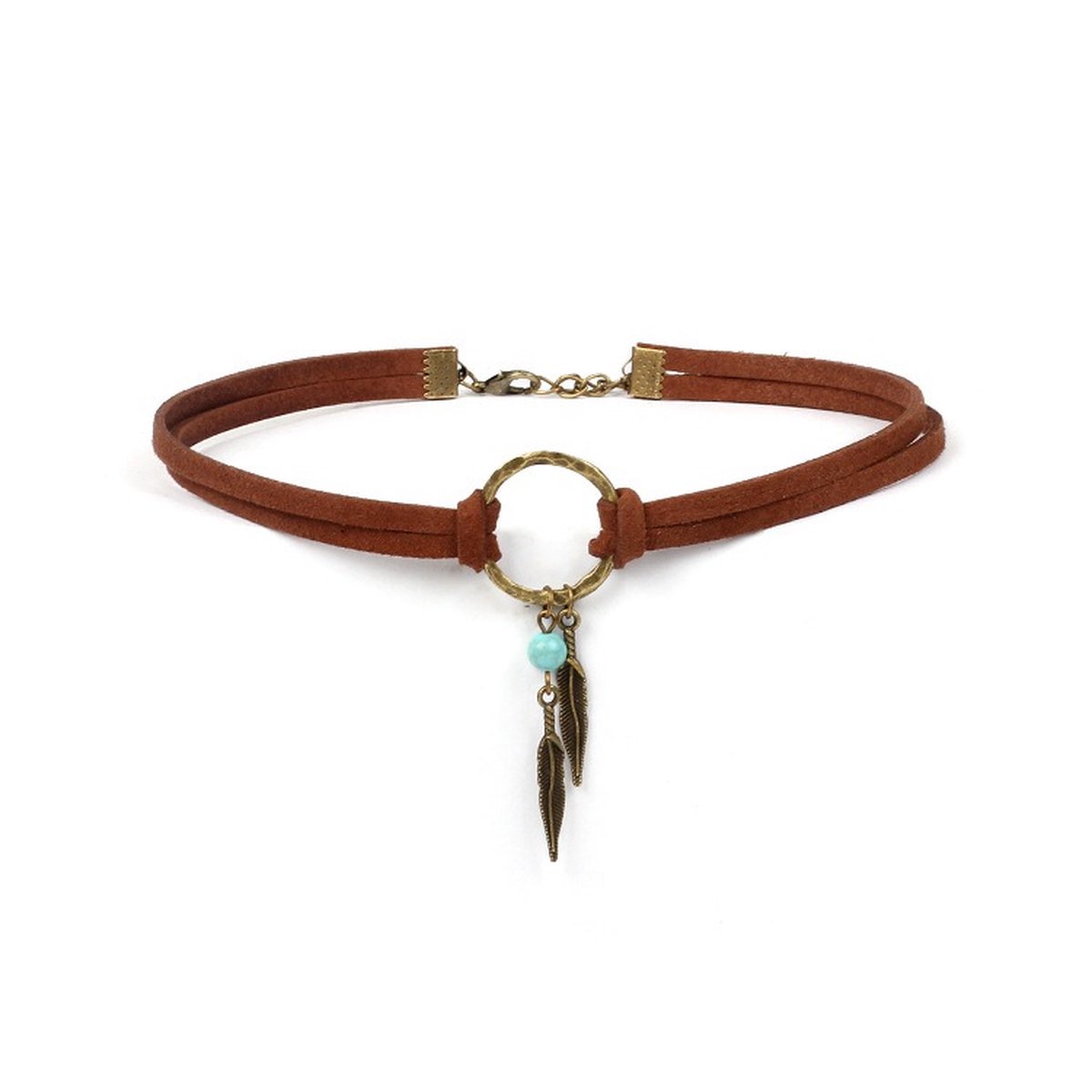 WiseGood Luxe Bohemian Choker Ketting Dames - Kettingen Vrouwen - Leer Sieraden - Collier - Sieraad Vrouw - Cadeau - Accessoires