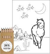 Traktatie alpaca - kant en klaar - 10 stuks - kleurplaat - potloden -alpaca- dieren traktatie -uitdeelcadeautjes-kinderfeestje-traktaties