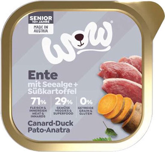WOW Senior Hondenvoer Kuipje Eend 11 X 150 G Bol Wow senior hondenvoer kuipje eend 11 x 150 g bol