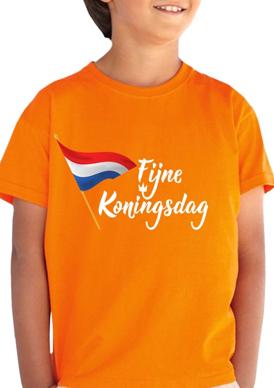 Koningsdag - Kinder T-shirt - Oranje - Maat 140 - T-shirt leeftijd 9 tot 11 jaar - Grappige teksten - Koningsdag Cadeau - Cadeau - T-Shirt cadeau - Quotes - verjaardag - Nederlandse vlag