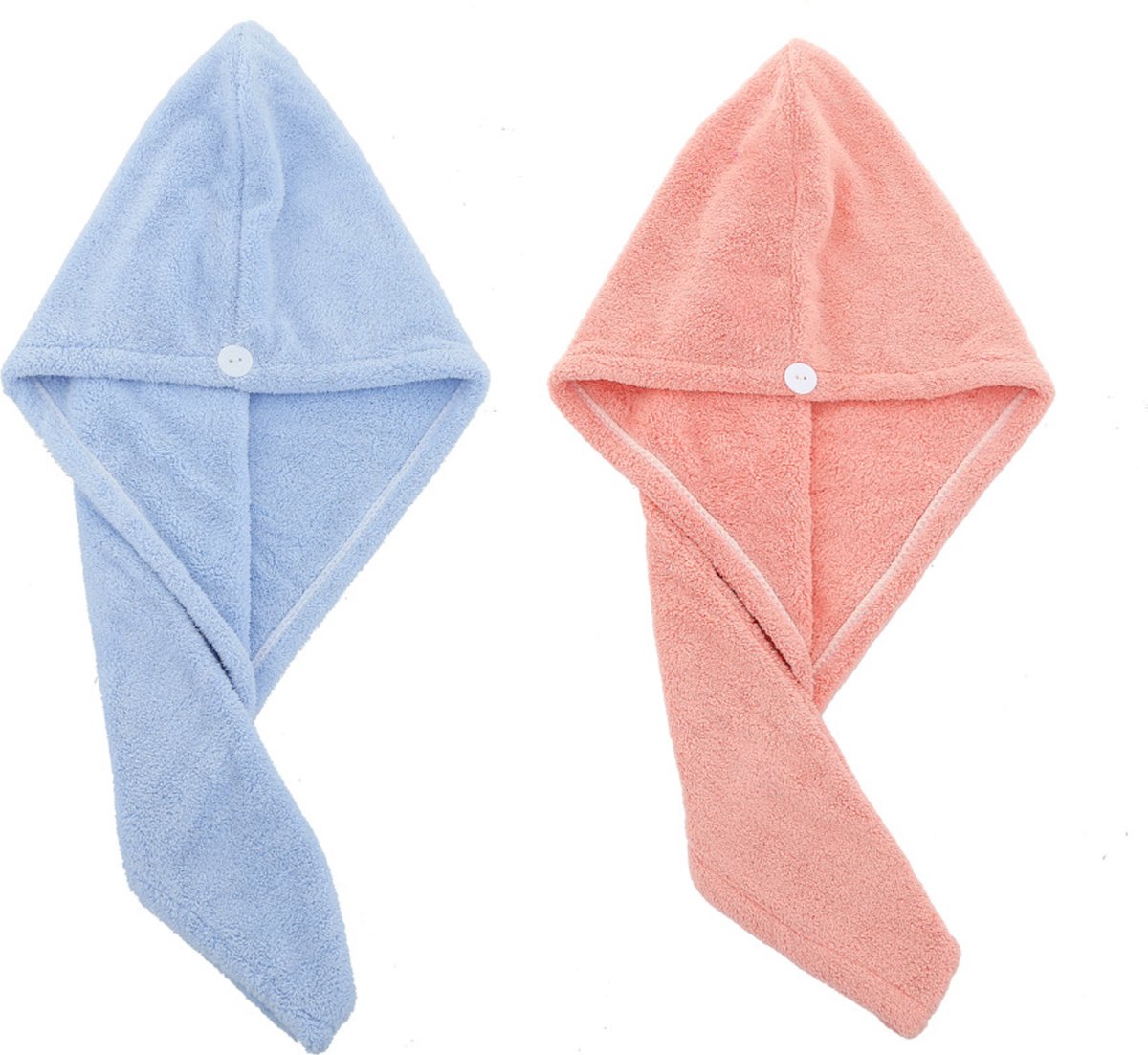 2x Haarhanddoek - Hoofdhanddoek - Hair towel - Sneldrogende handdoek - Haardroger - Haar handdoek - Blauw/Roze