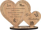 Hartjes Moederdag - houten wenskaart - kaart van hout - cadeau voor mama - 12.5 x 17.5 cm
