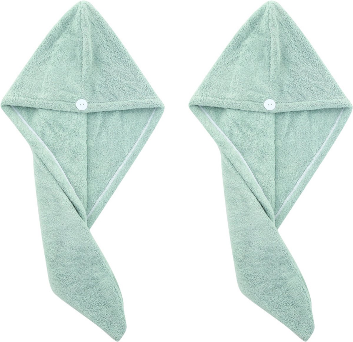 2x Haarhanddoek - Hoofdhanddoek - Hair towel - Sneldrogende handdoek - Haardroger - Haar handdoek - Groen