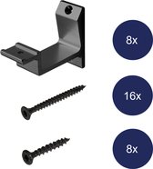 Trapleuninghouder Zwart - Opschroef - Vlak Zadel - 8 stuks - 3540-18 - Inclusief Bevestigingsmateriaal