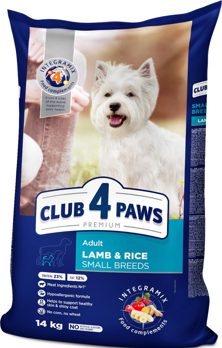 Club 4 Paws Premium met lam en rijst - adult dogs small breeds 14 kg