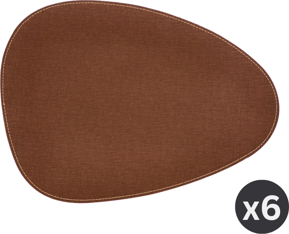 Placemat TIVOLI stone Rafia, SET/6, 32x42cm, bruin