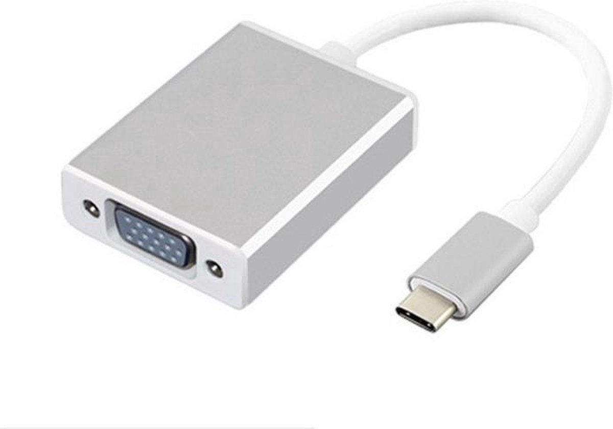 Techvavo® USB C naar VGA Adapter - USB C to VGA - Full HD 1080P - Male naar Female - Zilvergrijs