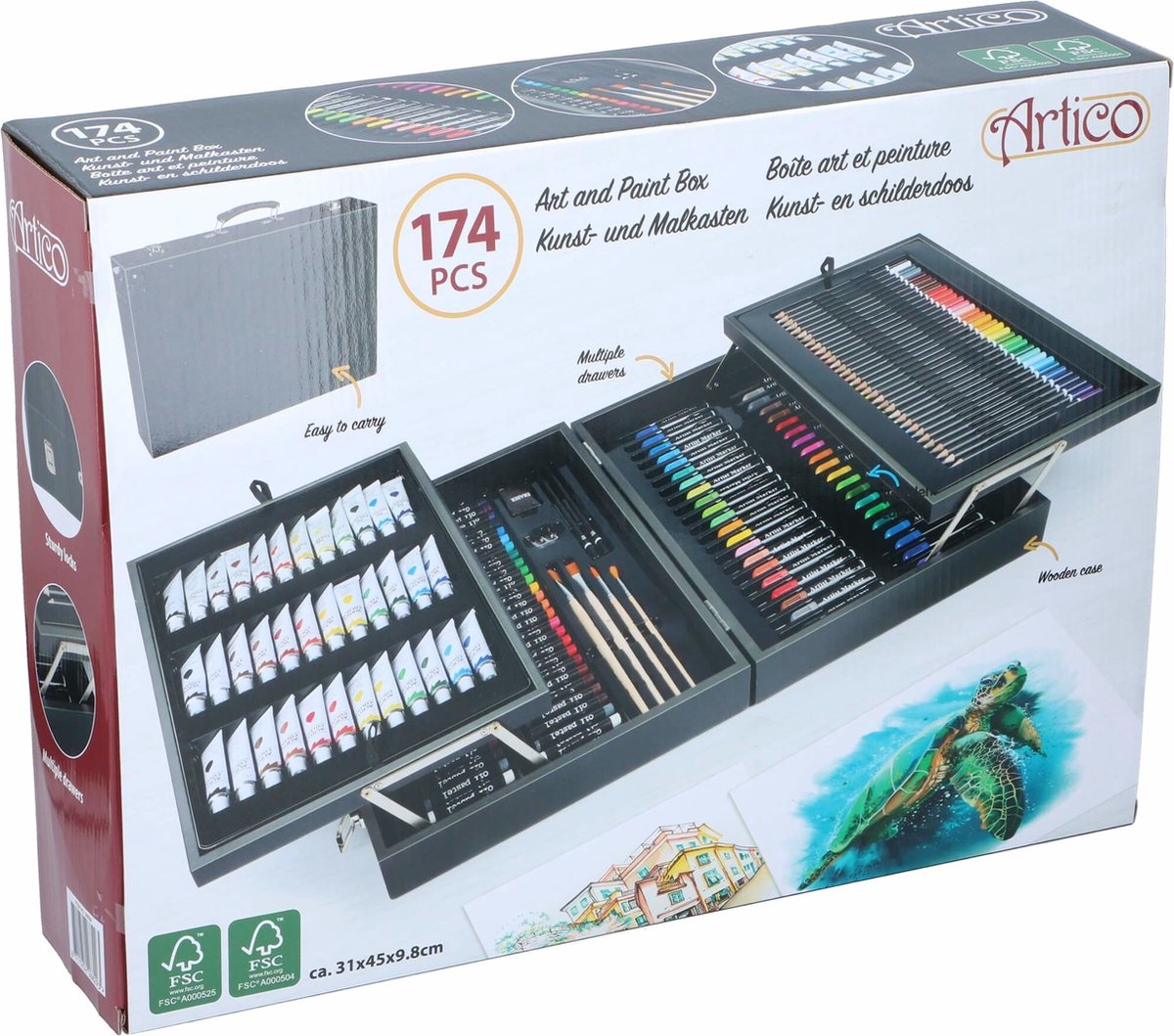 SPRINGOS Kit de dessin et de peinture pour enfants - 174 pièces