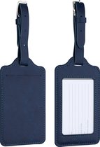 kwmobile 2x étiquette de bagage pour valises - Set de 2 étiquettes de bagage - 11 x 7 cm - En cuir artificiel bleu foncé
