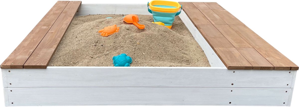 AXI Evy Zandbak met waterbakken en opbergruimte Wit/bruin - Inclusief accessoireset — afbeelding 9