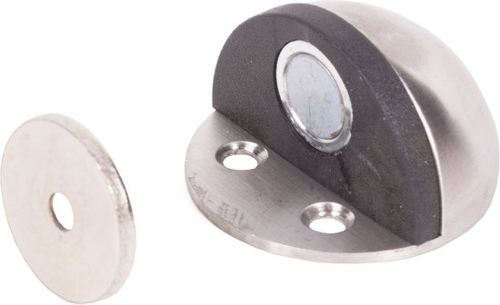 Benson Magnetische deurstopper - geborsteld RVS - Ø 45 x 26 mm - inclusief bevestiging