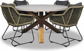 BUITEN living Nancy/Portofino zand dining tuinset 5-delig | betonlook + touw | 135cm | 4 personen