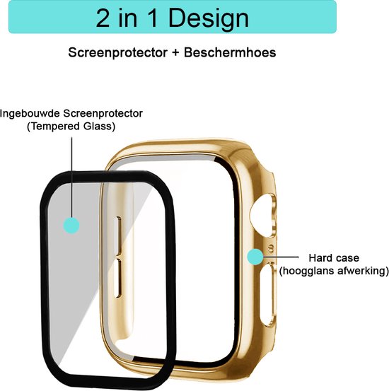 MY PROTECT® Apple Watch 4/5/6/SE 44mm - Étui de protection et protecteur d'écran en 1 |Cas Pour Apple Montre | Protection iWatch - Or