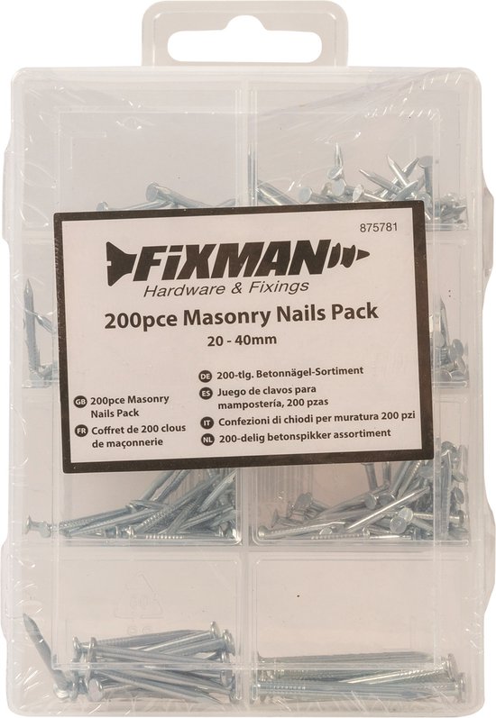 Fixman Betonspijker Assortimentbox - 200 delig - Fixman