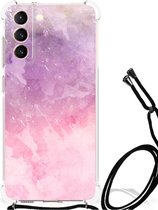 Smartphone hoesje Geschikt voor Samsung Galaxy S21 FE Stevige Telefoonhoesje met transparante rand Pink Purple Paint