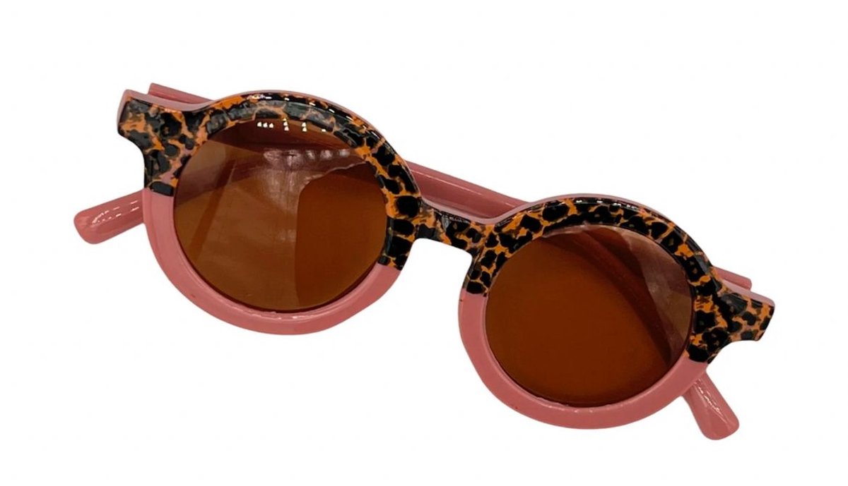 Kinder-zonnebril voor jongens/meisjes - kindermode - fashion - zonnebrillen - leopard pink - luipaard (oud)roze