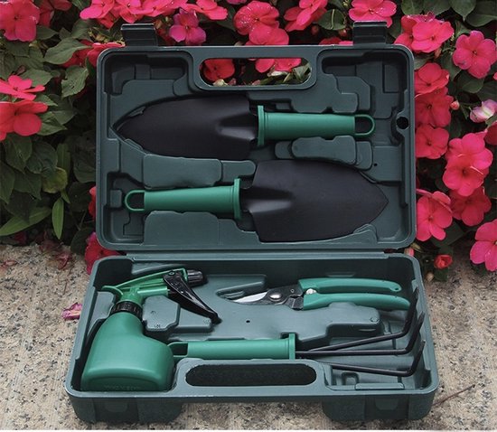 Tuingereedschap - Tuingereedschap Set - 5 delig - Tuingereedschapset - Snoeischaar - Tuinschaar - Bloemenschaar - Tuinschepje - Tuinharkje - Plantenspuit - Handhark van Tuingereedschap. — afbeelding 2