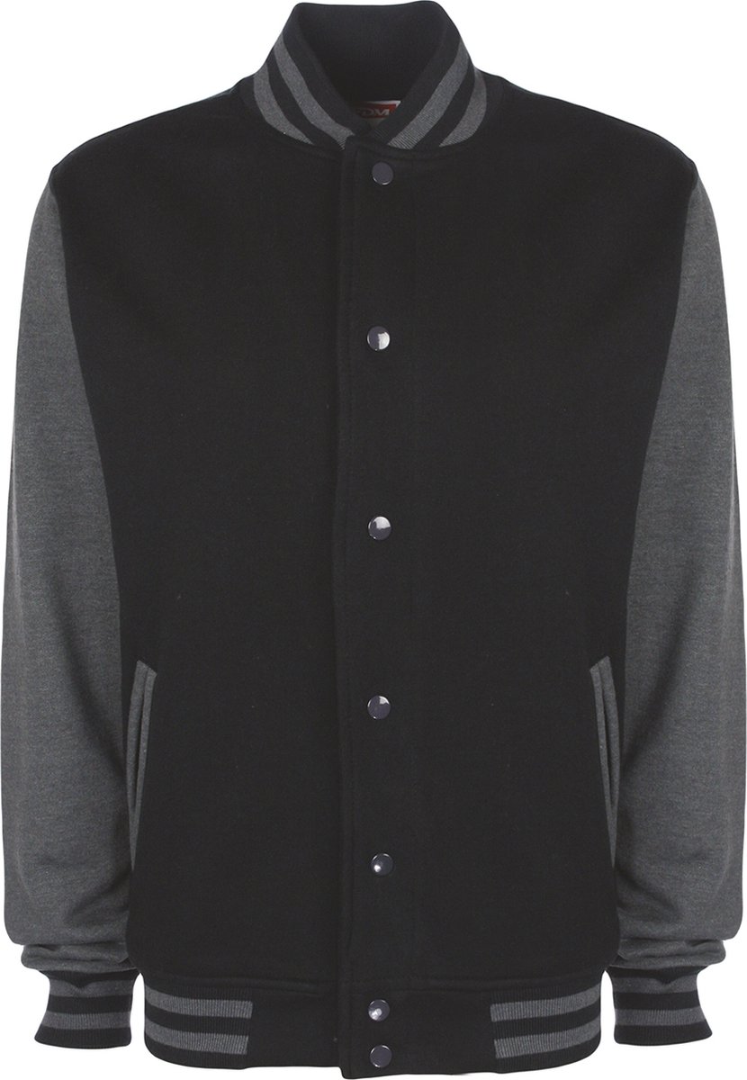 Varsity Jacket unisex merk FDM maat M Zwart/Grijs