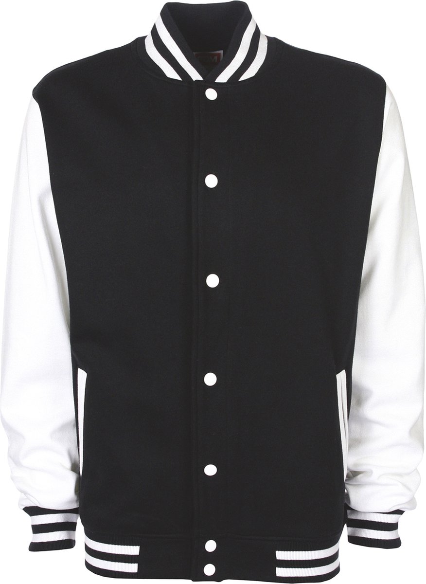 Varsity Jacket unisex merk FDM maat S Zwart/Wit