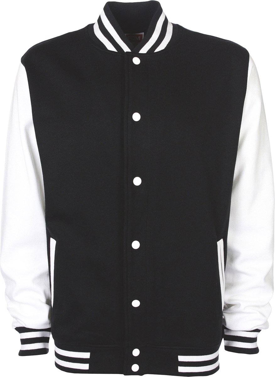 Varsity Jacket unisex merk FDM maat M Zwart/Wit