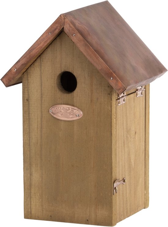 Houten vogelhuisje/nestkastje pimpelmees- Tuindecoratie vogelnest nestkast vogelhuisjes - tuindieren