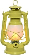 LED licht stormlantaarn -geel - 24 cm met vlam effect - Campinglamp/campinglicht - Vuur LED lamp