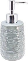 Zeeppompje/zeepdispenser grijs keramiek 21 cm - Navulbare zeep houder - Toilet/badkamer accessoires