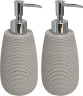 Set van 3x stuks zeeppompjes/zeepdispensers grijs kunststof 19 cm - Navulbare zeep houder - Toilet/badkamer accessoires