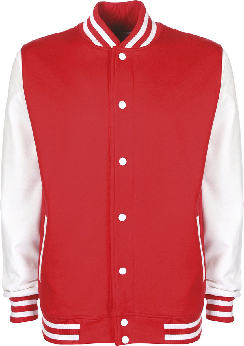 Varsity Jacket unisex merk FDM maat M Rood/Wit