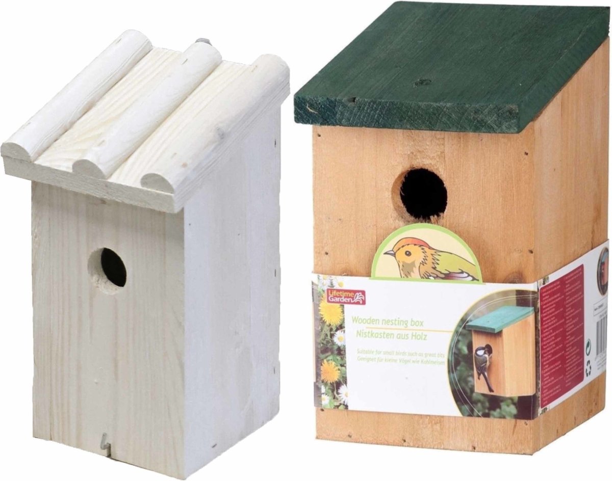 Nestkastjes/vogelshuisjes set van 2x stuks voor tuinvogels - 27 cm en 22 cm