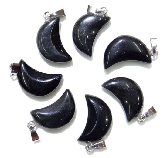 Bixorp Gems Onyx Crescent Moon Collier - Argent - Pendentif en pierres précieuses