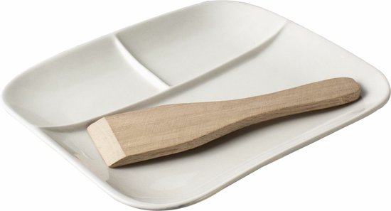 OnePines Gedeelde keramische menuborden, dessertborden snackborden met 2 vakken porselein, dieetborden voor portiecontrole, lengtes: 23,8 cm