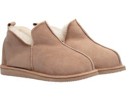 LuLu- Leren Schapenvacht sloffen / pantoffels met rubberen zool - kleur chestnut cognac- Maat 46