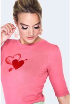 Voodoo Vixen - Cupid heart 3/4 sleeve Sweater/trui - L - Roze