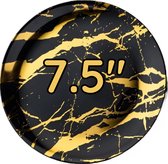 50 Marble design Herbruikbare feest borden 7,5" - goud en zwart Premium borden - verjaardag, feesten, bbq enz - wegwerp ronde borden