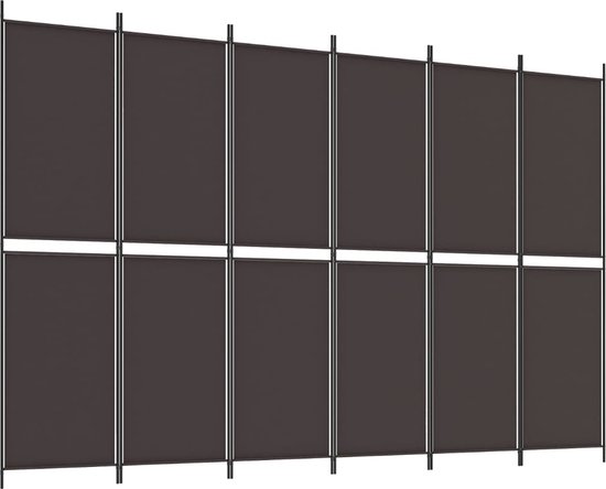 vidaXL - Kamerscherm - met - 6 - panelen - 300x200 - cm - stof - bruin