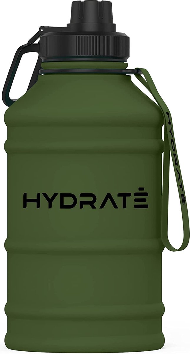 HYDRATE® Roestvrij stalen waterfles - 2,2 liter - BPA-vrij - Praktische nylon draagband en lekvrije schroefdop